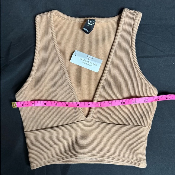 Windsor Tan Ribbed Crop Tank Top - Picture 4 of 7